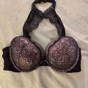 Victoria's Secret Black and Pink Lace Push-up Bra